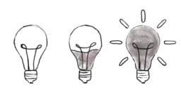 Hand-drawn lightbulb icons.
