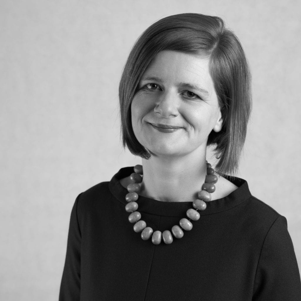 black and white image of Ciara Eastell OBE