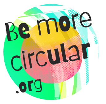 Be more circular.org is written across some brightly coloured circles