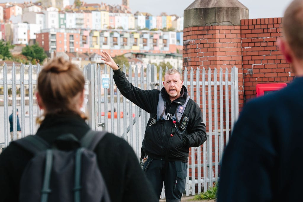 Deep Listening Walk by Kathy Hinde at Bristol Floating Harbour for Control Shift Festival, 2020. Photo by Ibi Feher