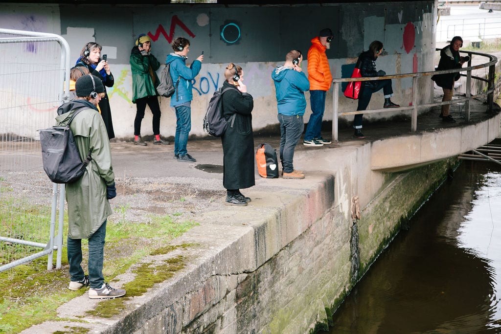 Deep Listening Walk by Kathy Hinde at Bristol Cumberland Basin for Control Shift Festival, 2020. Photo_ by Ibi Feher