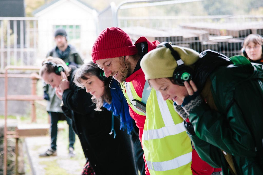 Deep Listening Walk by Kathy Hinde at Bristol Cumberland Basin for Control Shift Festival, 2020. Photo by Ibi Feher