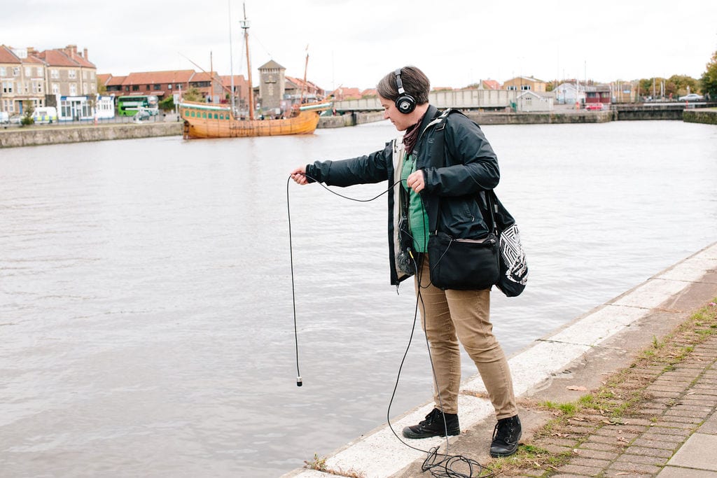 Deep Listening Walk by Kathy Hinde at Cumberland Basin for Control Shift Festival, 2020. Photo by Ibi Feher